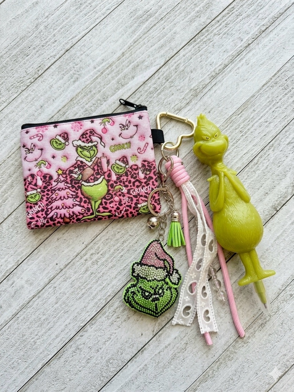 Pink & Green Kids Keychain Pouch Set